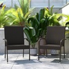 image:imageFlash Furniture Maxim Wicker IndoorOutdoor Dining Chairs with Arms  Black Wicker Wrapped Steel Frames  Fade amp Weather Resistantfor Deck or Backyard  Set of 2Espresso