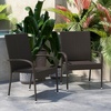 image:imageFlash Furniture Maxim Wicker IndoorOutdoor Dining Chairs with Arms  Black Wicker Wrapped Steel Frames  Fade amp Weather Resistantfor Deck or Backyard  Set of 2Espresso