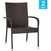 image:imageFlash Furniture Maxim Wicker IndoorOutdoor Dining Chairs with Arms  Black Wicker Wrapped Steel Frames  Fade amp Weather Resistantfor Deck or Backyard  Set of 2Espresso