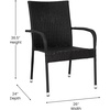 image:imageFlash Furniture Maxim Wicker IndoorOutdoor Dining Chairs with Arms  Black Wicker Wrapped Steel Frames  Fade amp Weather Resistantfor Deck or Backyard  Set of 2Black