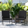 image:imageFlash Furniture Maxim Wicker IndoorOutdoor Dining Chairs with Arms  Black Wicker Wrapped Steel Frames  Fade amp Weather Resistantfor Deck or Backyard  Set of 2Black