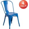 image:imageFlash Furniture Metal IndoorOutdoor Stackable Chair Blue 4Pack  Commercial Grade IndoorOutdoor Use