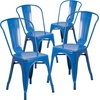 image:imageFlash Furniture Metal IndoorOutdoor Stackable Chair Blue 4Pack  Commercial Grade IndoorOutdoor Use
