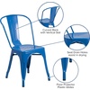 image:imageFlash Furniture Metal IndoorOutdoor Stackable Chair Blue 4Pack  Commercial Grade IndoorOutdoor Use