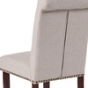 image:imageFlash Furniture Set of 4 Hercules Series Beige Fabric Parsons Chairs with Rolled Back Accent Nail Trim and Walnut Finish