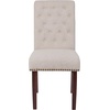 image:imageFlash Furniture Set of 4 Hercules Series Beige Fabric Parsons Chairs with Rolled Back Accent Nail Trim and Walnut Finish
