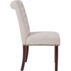 image:imageFlash Furniture Set of 4 Hercules Series Beige Fabric Parsons Chairs with Rolled Back Accent Nail Trim and Walnut Finish