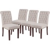 image:imageFlash Furniture Set of 4 Hercules Series Beige Fabric Parsons Chairs with Rolled Back Accent Nail Trim and Walnut Finish