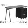 image:imageFlash Furniture Singleton Black Glass Computer Desk with Three Drawer Pedestal  Tempered Glass Surface BoxBoxFile Pedestal Includes Lock and Key for Top Drawer