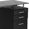 image:imageFlash Furniture Singleton Black Glass Computer Desk with Three Drawer Pedestal  Tempered Glass Surface BoxBoxFile Pedestal Includes Lock and Key for Top Drawer