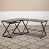 image:imageFlash Furniture Singleton Teakwood Laminate LShape Computer Desk with PullOut Keyboard Tray