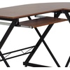 image:imageFlash Furniture Singleton Teakwood Laminate LShape Computer Desk with PullOut Keyboard Tray