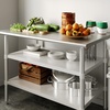 image:imageFlash Furniture Stainless Steel Adjustable Shelf  Adjustable Lower Shelf for 24 x 48 Stainless Steel Tables30 x 48