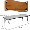 image:imageFlash Furniture Wren 26W x 60L Rectangular Wave Flexible Collaborative Grey Thermal Laminate Activity Table  Height Adjustable Short Legs  Height Adjustable Short Legs Flexible Thermal Laminate 26x60 in FootprintGrey