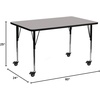 image:imageFlash Furniture Wren Mobile 24W x 60L Rectangular Oak HP Laminate Activity Table  Standard Height Adjustable Legs  Mobile Height Adjustable Standard Legs HP Laminate 24x60 in FootprintGrey