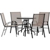 image:imageFlash Furniture 2375 in Glass Round Dining Table with 2 Chairs Black  Tempered Glass Flex Comfort MaterialBrown