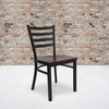 image:imageFlash Furniture 4 Pk HERCULES Series Brownblack Ladder Back Metal Restaurant Chair  Mahogany Wood Seat  Wood Seat Durable Construction Commercial Use Metal Frame