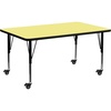 image:imageFlash Furniture 72x30 in Rectangular Activity Table Gray  Mobile Height Adjustable Short Legs Thermal Laminate 30x72 in FootprintYellow