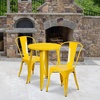 image:imageFlash Furniture Commercial Grade 24 Round BlackAntique Gold Metal IndoorOutdoor Table Set with 2 Cafe ChairsYellow