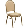 image:imageFlash Furniture HERCULES Series Dome Back Stacking Banquet Chair in Beige Patterned Fabric  Gold Frame  Gold Frame Fabric UpholsteryBeige Patterned FabricGold Frame
