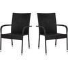 image:imageFlash Furniture Maxim Wicker IndoorOutdoor Dining Chairs with Arms  Black Wicker Wrapped Steel Frames  Fade amp Weather Resistantfor Deck or Backyard  Set of 2Black