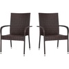 image:imageFlash Furniture Maxim Wicker IndoorOutdoor Dining Chairs with Arms  Black Wicker Wrapped Steel Frames  Fade amp Weather Resistantfor Deck or Backyard  Set of 2Espresso