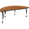 image:imageFlash Furniture Mobile 60 Half Circle Wave Collaborative Grey Thermal Laminate Activity Table  Height Adjustable Short Legs  Mobile Height Adjustable Short Legs Flexible Thermal LaminateOak
