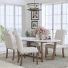 image:imageFlash Furniture Set of 4 Hercules Series Beige Fabric Parsons Chairs with Rolled Back Accent Nail Trim and Walnut Finish