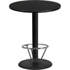 image:imageFlash Furniture Stiles 36 Round Walnut Laminate Table Top with 24 Round Bar Height Table Base and Foot Ring  Bar Height Foot Ring Included Restaurant Grade Commercial UseBlack