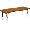 image:imageFlash Furniture Wren 26W x 60L Rectangular Wave Flexible Collaborative Grey Thermal Laminate Activity Table  Height Adjustable Short Legs  Height Adjustable Short Legs Flexible Thermal Laminate 26x60 in FootprintOak