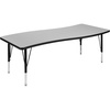 image:imageFlash Furniture Wren 26W x 60L Rectangular Wave Flexible Collaborative Grey Thermal Laminate Activity Table  Height Adjustable Short Legs  Height Adjustable Short Legs Flexible Thermal Laminate 26x60 in FootprintGrey