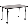 image:imageFlash Furniture Wren Mobile 24W x 60L Rectangular Oak HP Laminate Activity Table  Standard Height Adjustable Legs  Mobile Height Adjustable Standard Legs HP Laminate 24x60 in FootprintGrey