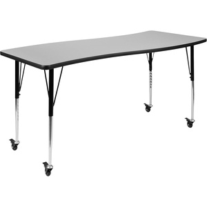 image:imageFlash Furniture 60x26 in Rectangular Activity Table Oak  Mobile Height Adjustable Standard Legs Flexible Laminate 26x60 in FootprintGrey