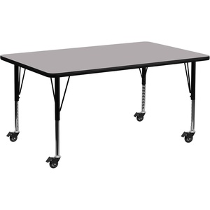 image:imageFlash Furniture 72x30 in Rectangular Activity Table Gray  Mobile Height Adjustable Short Legs Thermal Laminate 30x72 in FootprintGrey
