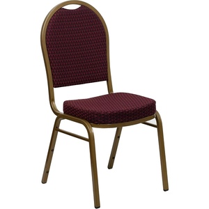 image:imageFlash Furniture HERCULES Series Dome Back Stacking Banquet Chair in Beige Patterned Fabric  Gold Frame  Gold Frame Fabric UpholsteryBurgundy Diamond PatternedGold