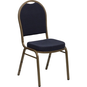 image:imageFlash Furniture HERCULES Series Dome Back Stacking Banquet Chair in Beige Patterned Fabric  Gold Frame  Gold Frame Fabric UpholsteryNavy Patterned FabricGold Frame