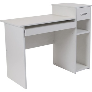 image:imageFlash Furniture Highland Park White Computer Desk with Shelves and Drawer  Sliding Keyboard Tray Storage Shelves Storage DrawerWhite