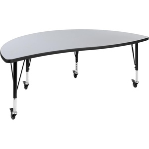 image:imageFlash Furniture Mobile 60 Half Circle Wave Collaborative Grey Thermal Laminate Activity Table  Height Adjustable Short Legs  Mobile Height Adjustable Short Legs Flexible Thermal LaminateGrey