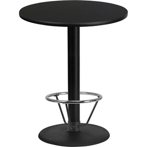 image:imageFlash Furniture Stiles 36 Round Walnut Laminate Table Top with 24 Round Bar Height Table Base and Foot Ring  Bar Height Foot Ring Included Restaurant Grade Commercial UseBlack