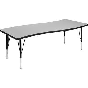 image:imageFlash Furniture Wren 26W x 60L Rectangular Wave Flexible Collaborative Grey Thermal Laminate Activity Table  Height Adjustable Short Legs  Height Adjustable Short Legs Flexible Thermal Laminate 26x60 in FootprintGrey