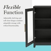 image:imageMartha Stewart Bedford Modular Fluted Storage Cabinet Fern Green Set of 2  Adjustable Shelf SoftClose Doors Brushed Stainless Steel Hardware Solid Wood Frame and LegsBlack FrameGold Hardware