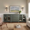 image:imageMartha Stewart Bedford Modular Fluted Storage Cabinet Fern Green Set of 2  Adjustable Shelf SoftClose Doors Brushed Stainless Steel Hardware Solid Wood Frame and LegsFern Green FrameGunmetal Hardware