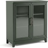 image:imageMartha Stewart Bedford Modular Fluted Storage Cabinet Fern Green Set of 2  Adjustable Shelf SoftClose Doors Brushed Stainless Steel Hardware Solid Wood Frame and LegsFern Green FrameGunmetal Hardware