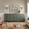 image:imageMartha Stewart Bedford Modular Fluted Storage Cabinet Fern Green Set of 2  Adjustable Shelf SoftClose Doors Brushed Stainless Steel Hardware Solid Wood Frame and LegsFern Green FrameGunmetal Hardware
