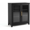 image:imageMartha Stewart Bedford Modular Fluted Storage Cabinet Fern Green Set of 2  Adjustable Shelf SoftClose Doors Brushed Stainless Steel Hardware Solid Wood Frame and LegsBlack FrameGold Hardware