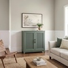 image:imageMartha Stewart Bedford Modular Fluted Storage Cabinet Fern Green Set of 2  Adjustable Shelf SoftClose Doors Brushed Stainless Steel Hardware Solid Wood Frame and LegsFern Green FrameGunmetal Hardware