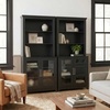 image:imageMartha Stewart Bedford Modular Fluted Storage Cabinet Fern Green Set of 2  Adjustable Shelf SoftClose Doors Brushed Stainless Steel Hardware Solid Wood Frame and LegsBlack FrameGold Hardware