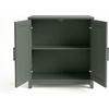 image:imageMartha Stewart Bedford Modular Fluted Storage Cabinet Fern Green Set of 2  Adjustable Shelf SoftClose Doors Brushed Stainless Steel Hardware Solid Wood Frame and LegsFern Green FrameGunmetal Hardware