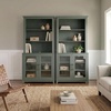 image:imageMartha Stewart Bedford Modular Fluted Storage Cabinet Fern Green Set of 2  Adjustable Shelf SoftClose Doors Brushed Stainless Steel Hardware Solid Wood Frame and LegsFern Green FrameGunmetal Hardware