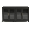 image:imageMartha Stewart Bedford Modular Fluted Storage Cabinet Fern Green Set of 2  Adjustable Shelf SoftClose Doors Brushed Stainless Steel Hardware Solid Wood Frame and LegsBlack FrameGold Hardware